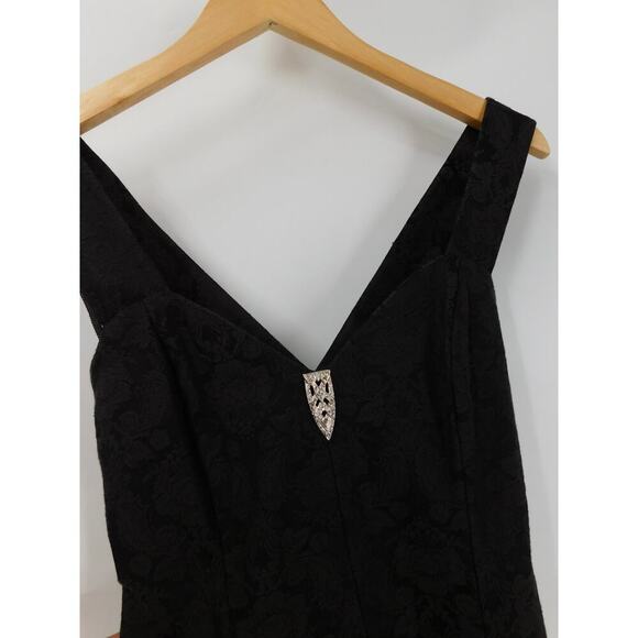 Rampage Vintage Jacquard Floral Black Flare Whimsigoth 90s Dress Size 5 Elegant - Picture 4 of 7